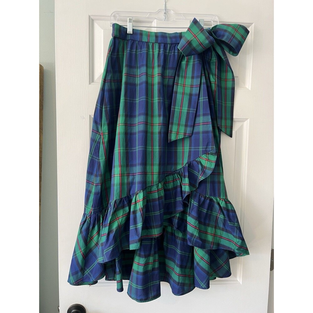 J.Crew Tartan Wrap Midi Skirt Small NWT Ruffle Plaid Holiday Party Fall festive